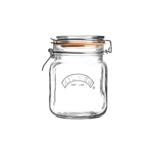 Kilner square glass jar with clip