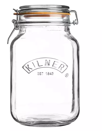 Kilner square glass jar with clip closure 1.5L